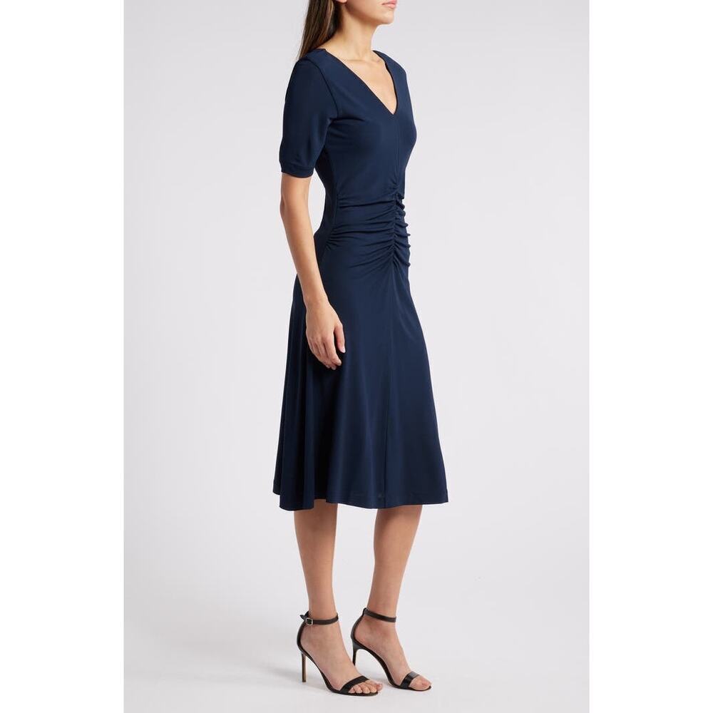 Boss Hugo Boss Erina midi dress dark blue ruched Dress XL Minimalist Modest View 5